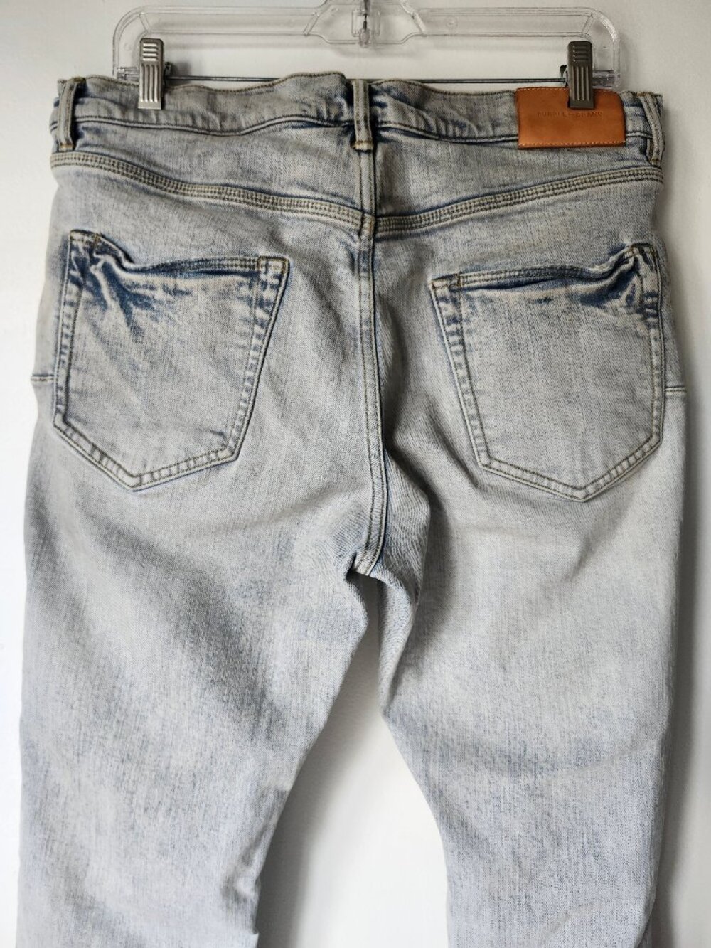 Purple Brand Sz 32 Light Wash Baby Blue Light Indigo Lux Denim Button Fly Jeans - Picture 5 of 14